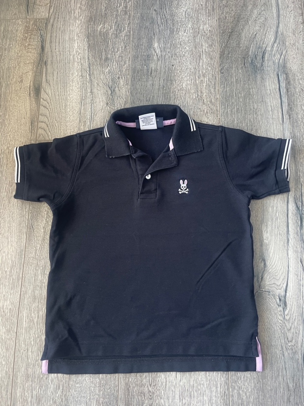 Psycho Bunny Black Polo with Pink Accents Kids
